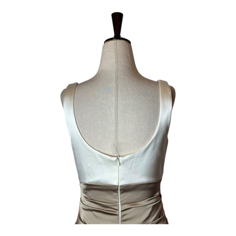 Xscape Dress Women 8 Ivory Tan Sweetheart Neck Ruched Mini Party Cocktail - Picture 6 of 10